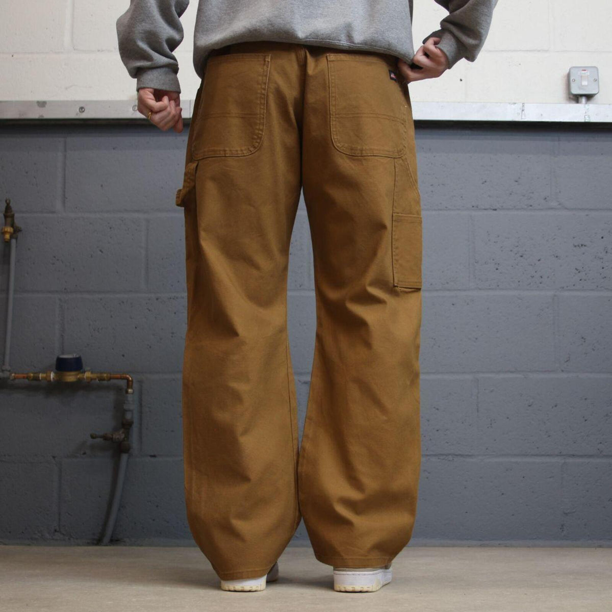 Dickies carpenter jeans loose faded tan Loose canvas skate style cargo work pants