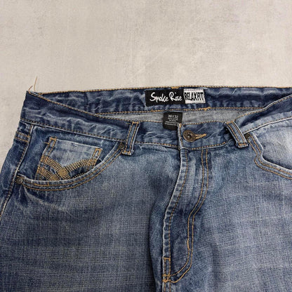 Blue embroidered jeans W36 L32 loose embroidered smoke rise jeans