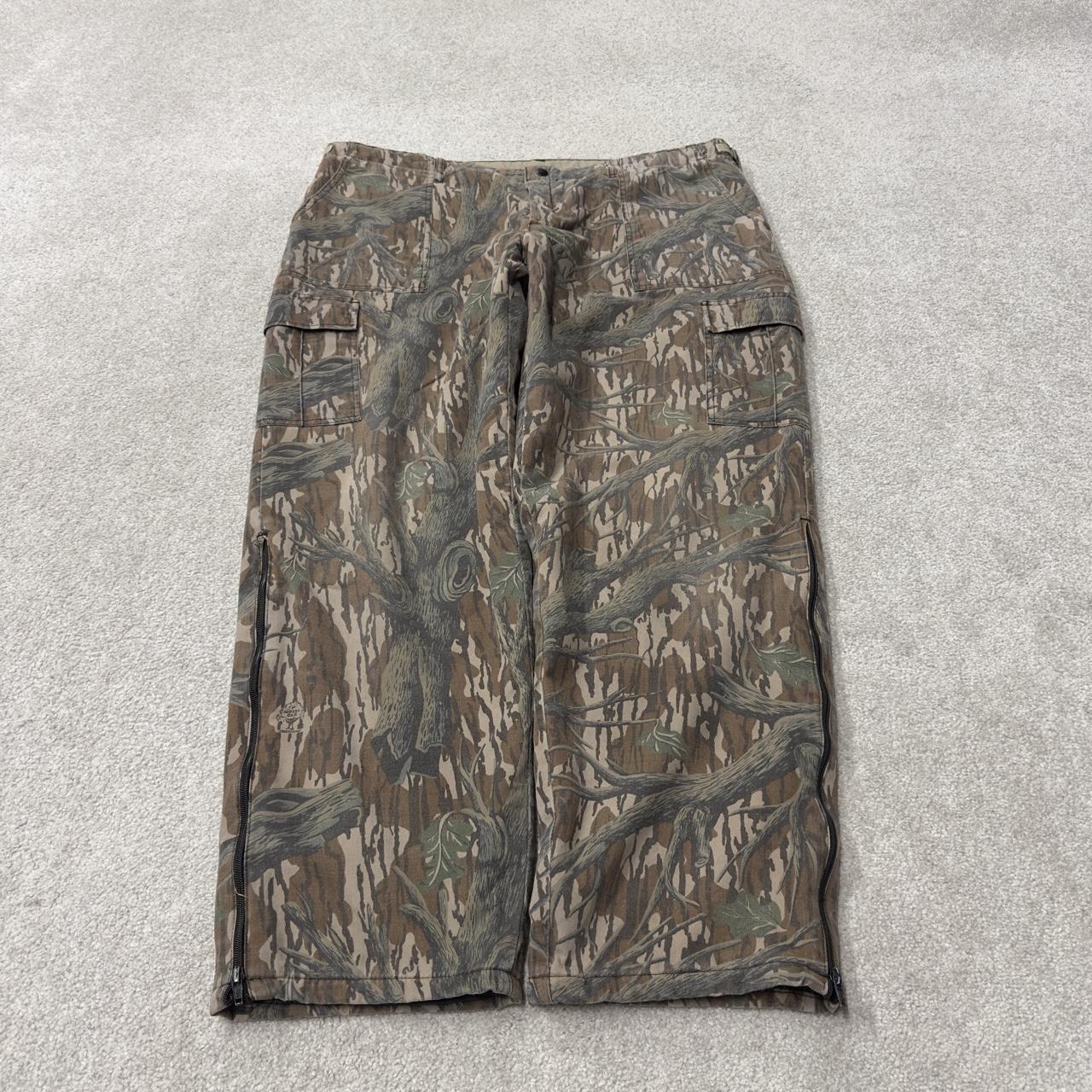 Vintage camo cargo pants y2k utility khaki White Tail quilt lined camouflage hunting loose leg
