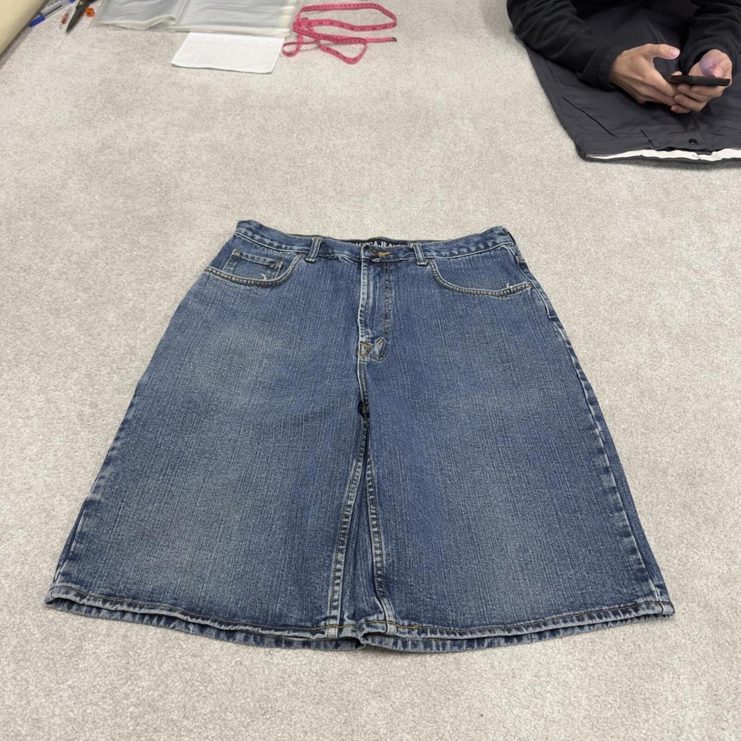 Baggy Nautica carpenter shorts W36 skater style blue Loose denim jorts