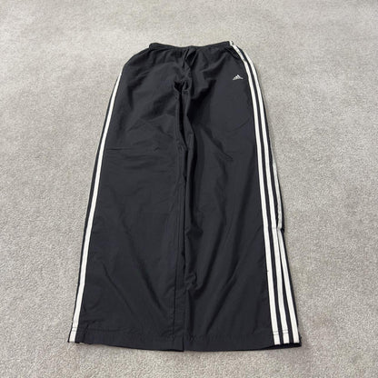 Y2K Adidas tracksuit bottoms loose leg black M Loose lined side stripe embroidered logo track pants