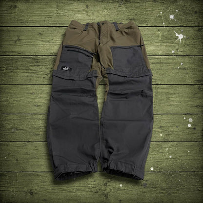 Convertible technical hiking pants y2k green RVRC trouser shorts with zip of legs