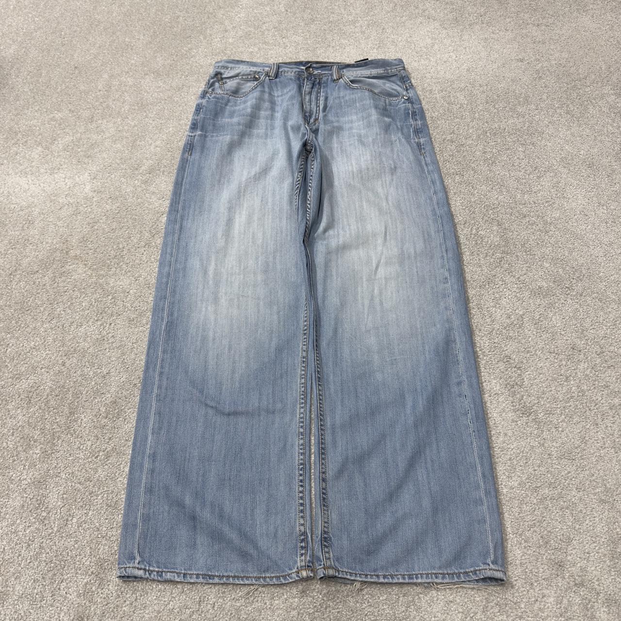 Y2K baggy ecko unltd jeans washed blue denim W34L32 Baggy fit loose surf style pants