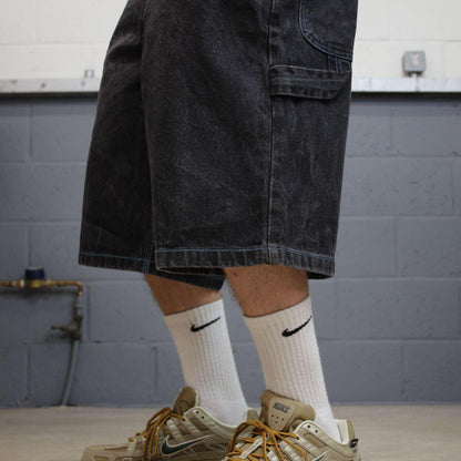 Y2k baggy MECCA denim shorts black Proper baggy loose skater carpenter jorts