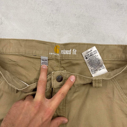Tan Carhartt carpenter pants W36L28 relaxed 90s style skater loose leg cargos patch logo