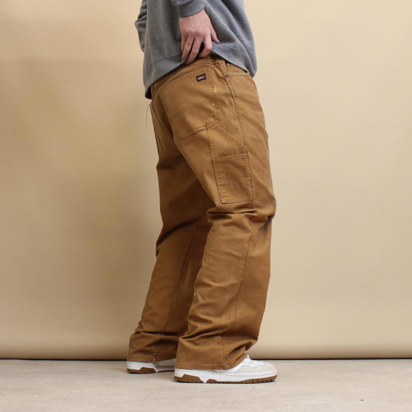 Tan Dickies carpenter jeans W42L32 loose canvas 90s style skater cargo pants
