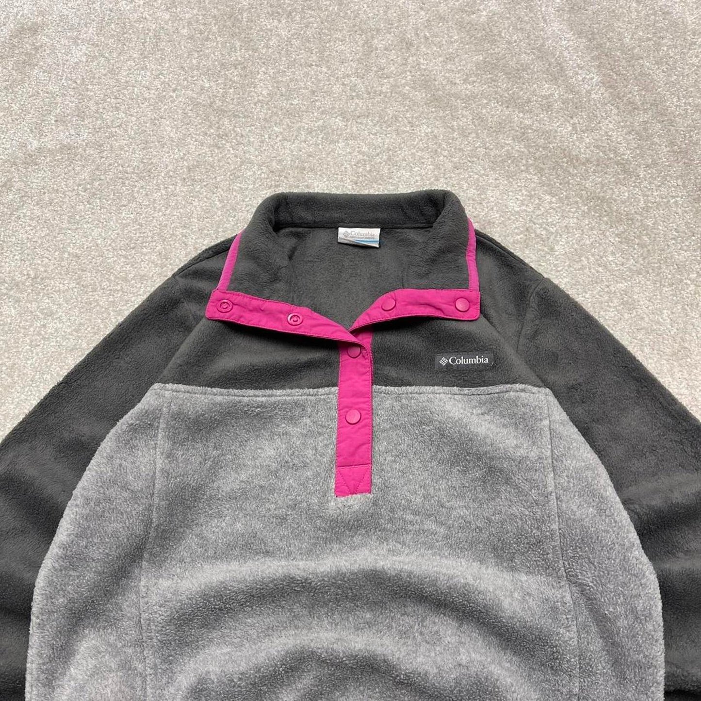 Grey Womens Columbia technical snap t fleece Medium y2k style autumn casual winter