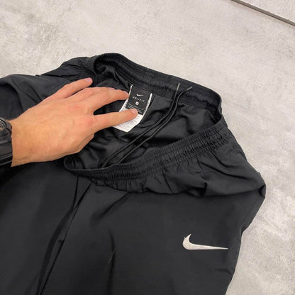 Black Nike trackies Large loose y2k floaty leg joggers embroidered Swoosh logo