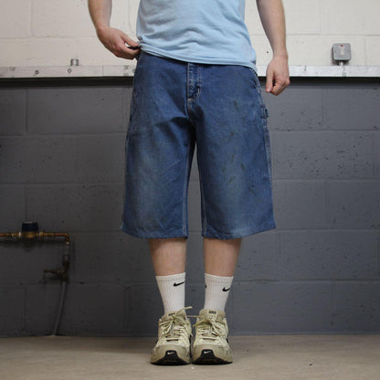 Carhartt denim shorts y2k carpenter faded blue Skater / surf style work jorts