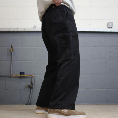 90s Dickies cargo trousers loose W36L28 black wide leg cargo skater twill chino style pants