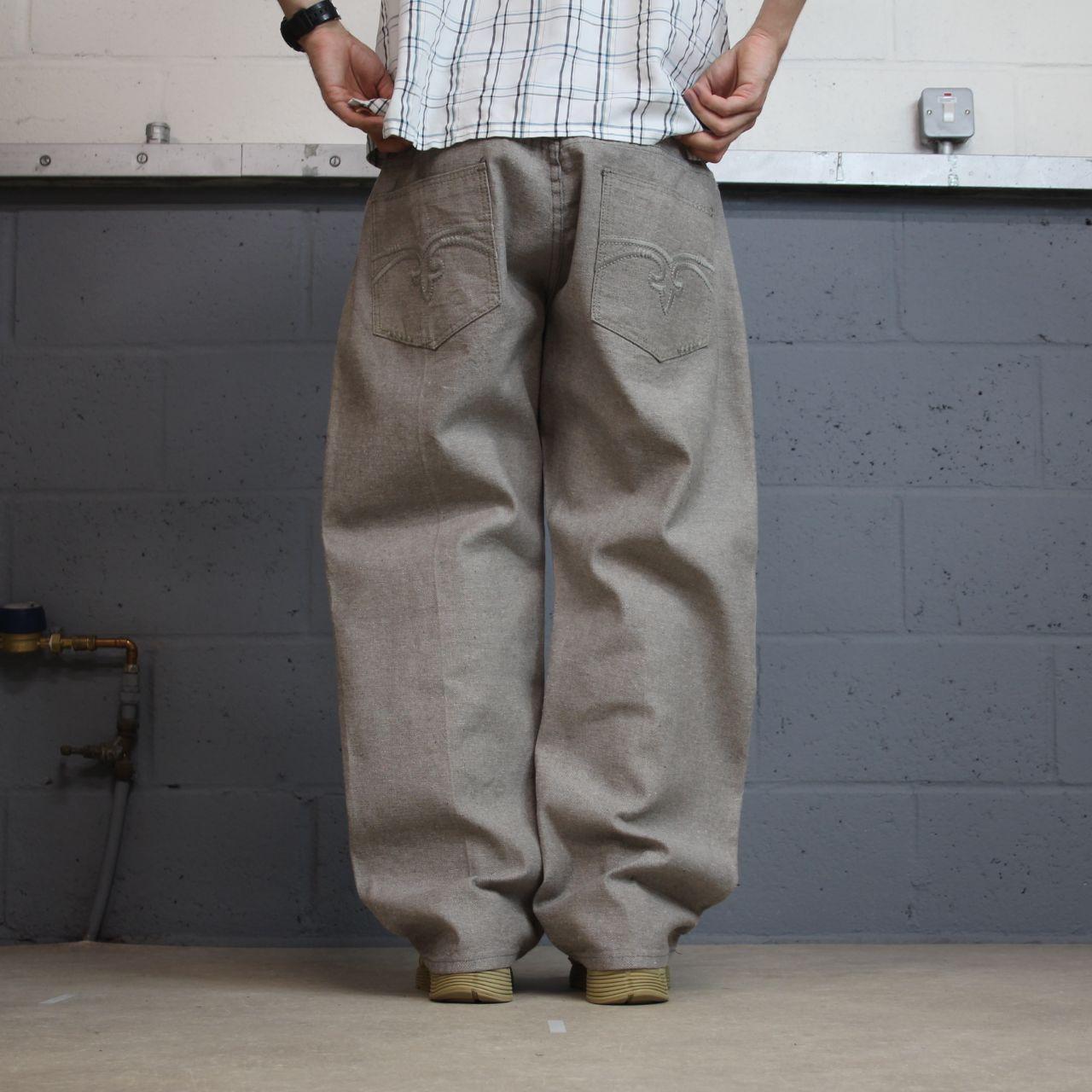 Young Rich & Famous embroidered jeans loose grey denim Y2K Loose surf style pants