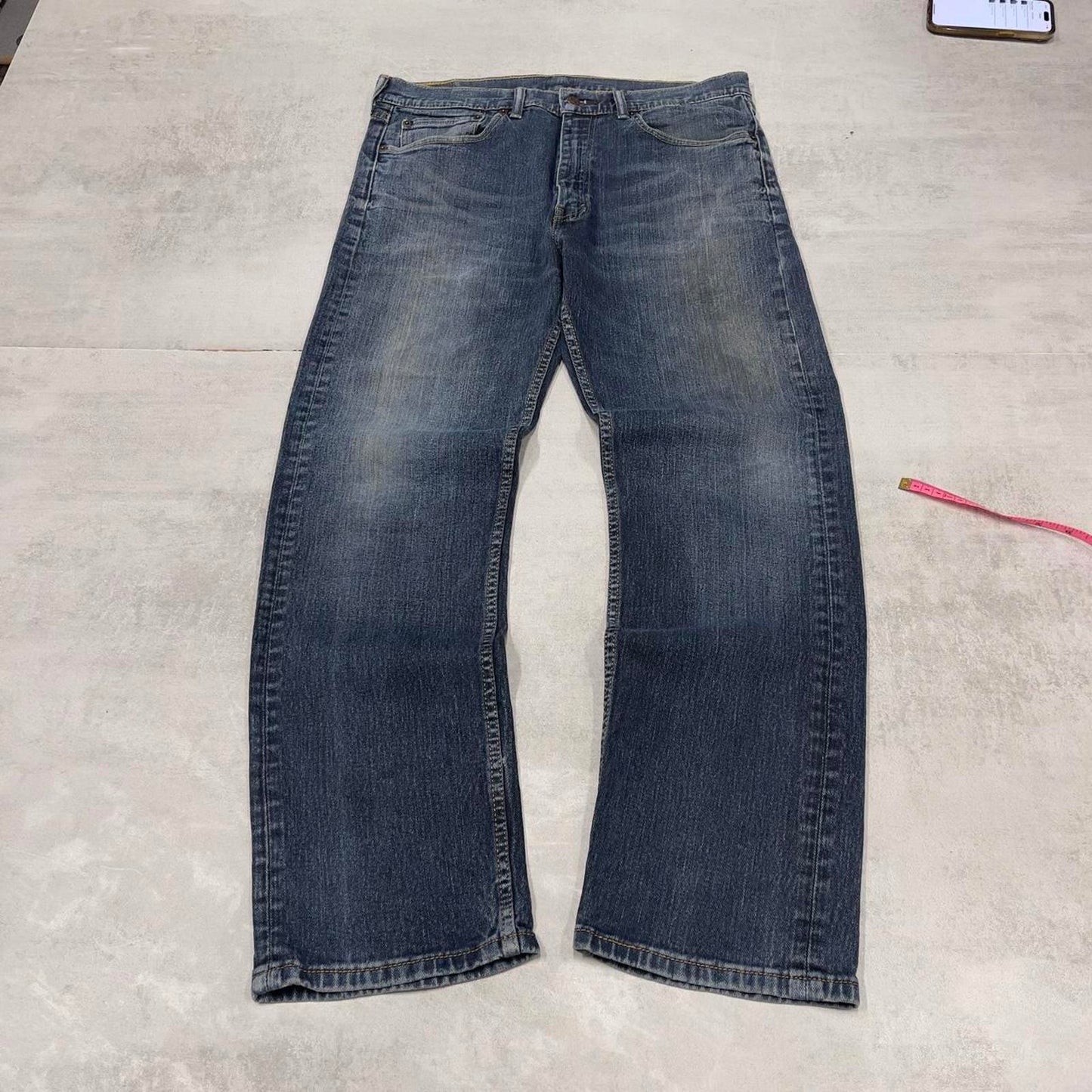 Blue Levis 505 jeans W36L30 blue loose straight leg y2k style pants red tab logo