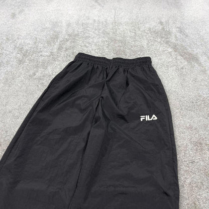 Vintage y2k FILA tracksuit bottoms black Loose floaty leg embroidered track pants ankle zips