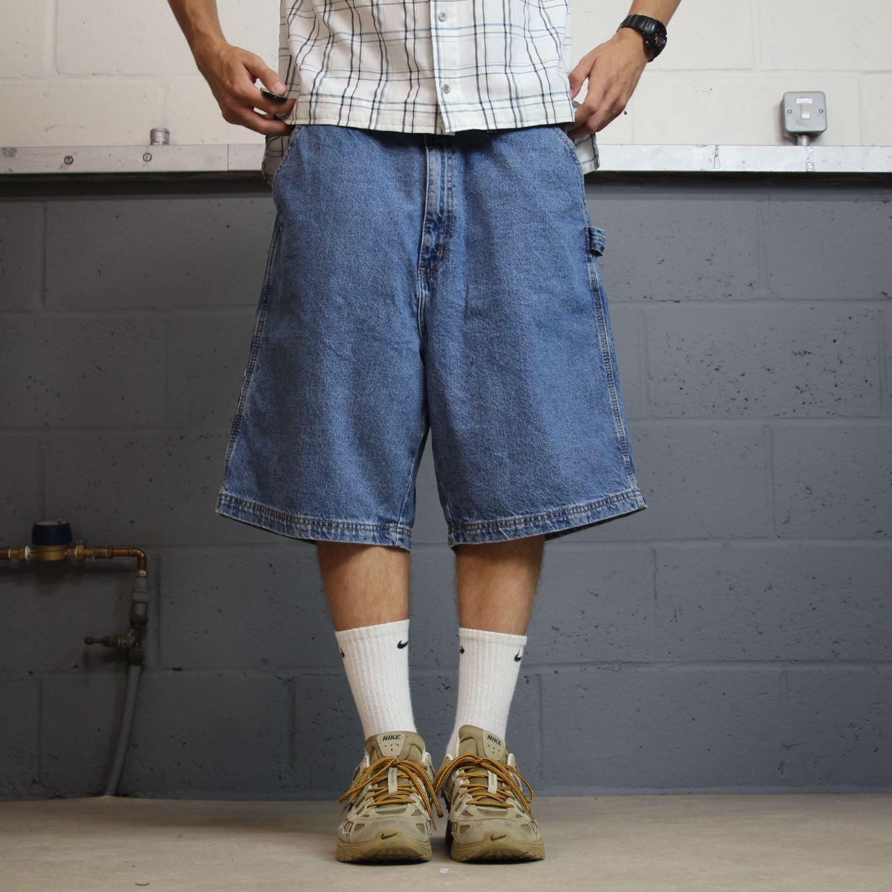 Y2K baggy denim shorts carpenter blue Rugged Wear skater surf jorts summer