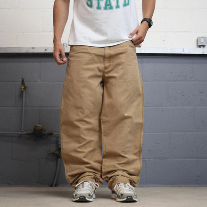 Baggy Dickies carpenter jeans W40L34 faded tan wide leg canvas cargos