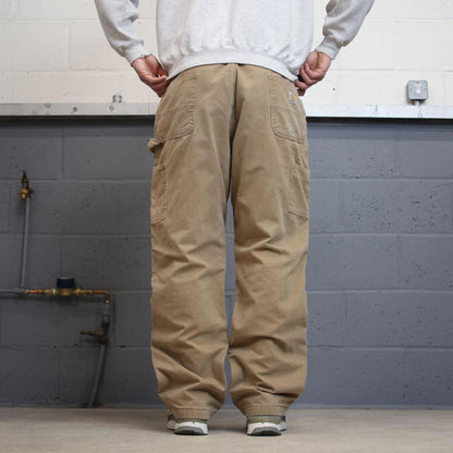 Y2K Carhartt carpenter pants checkered lining beige Loose relaxed fit skate style workwear pants