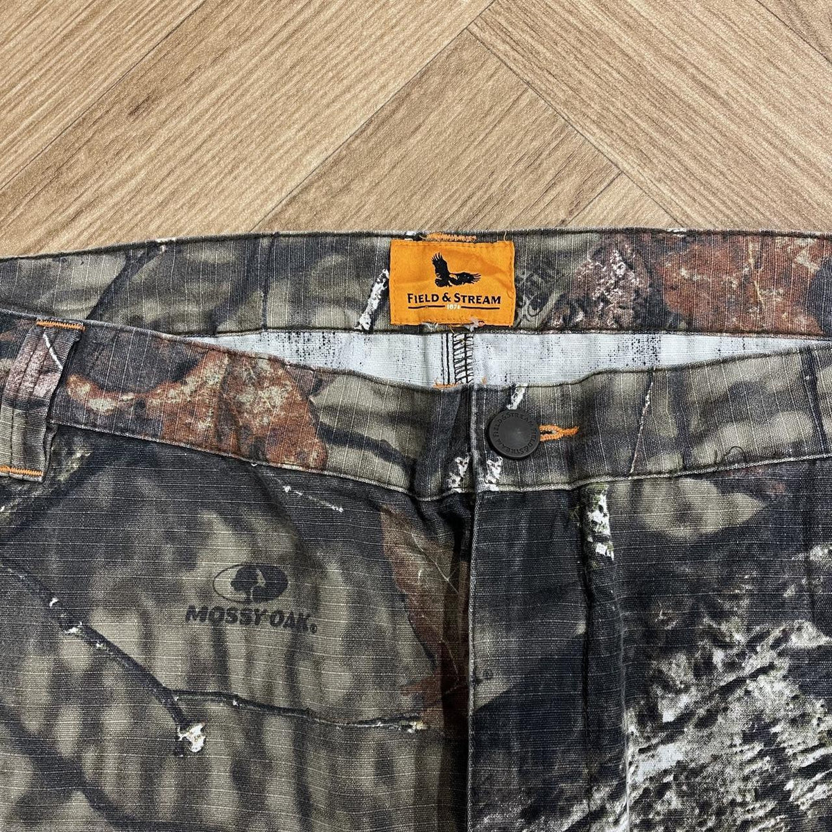 Mossy Oak baggy camo cargo pants Field & Stream camouflage utility combat trousers