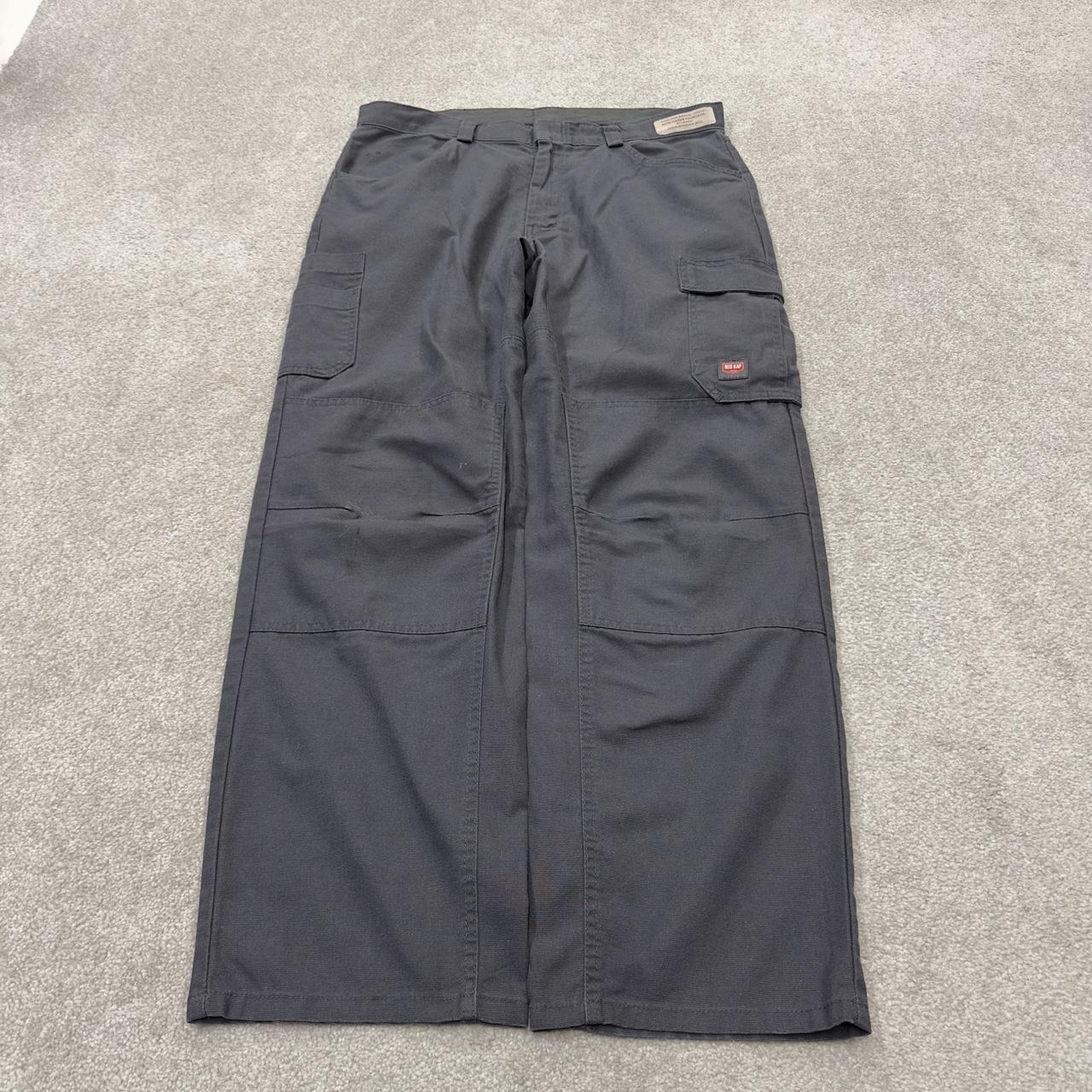 Red Kap baggy double knee cargo pants y2k grey loose wide leg skater work pants
