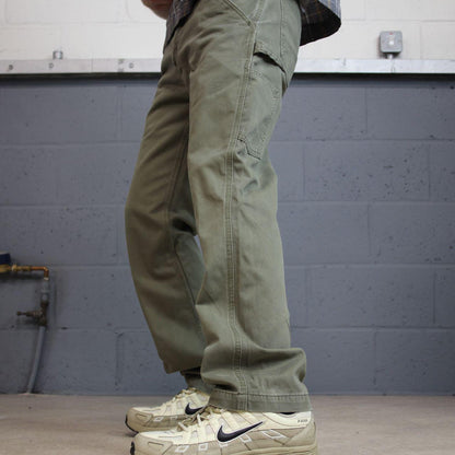 Green Carhartt carpenter pants relaxed y2k Straight leg skater 2000s style workwear cargos