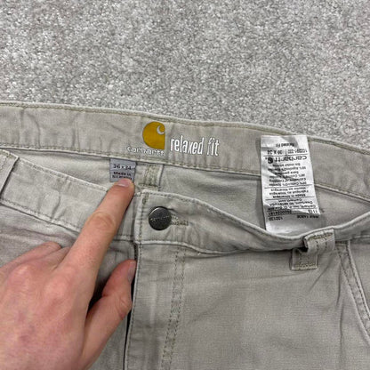 Y2K Carhartt carpenter jeans beige Relaxed fit straight leg canvasy skate style workwear cargo pants