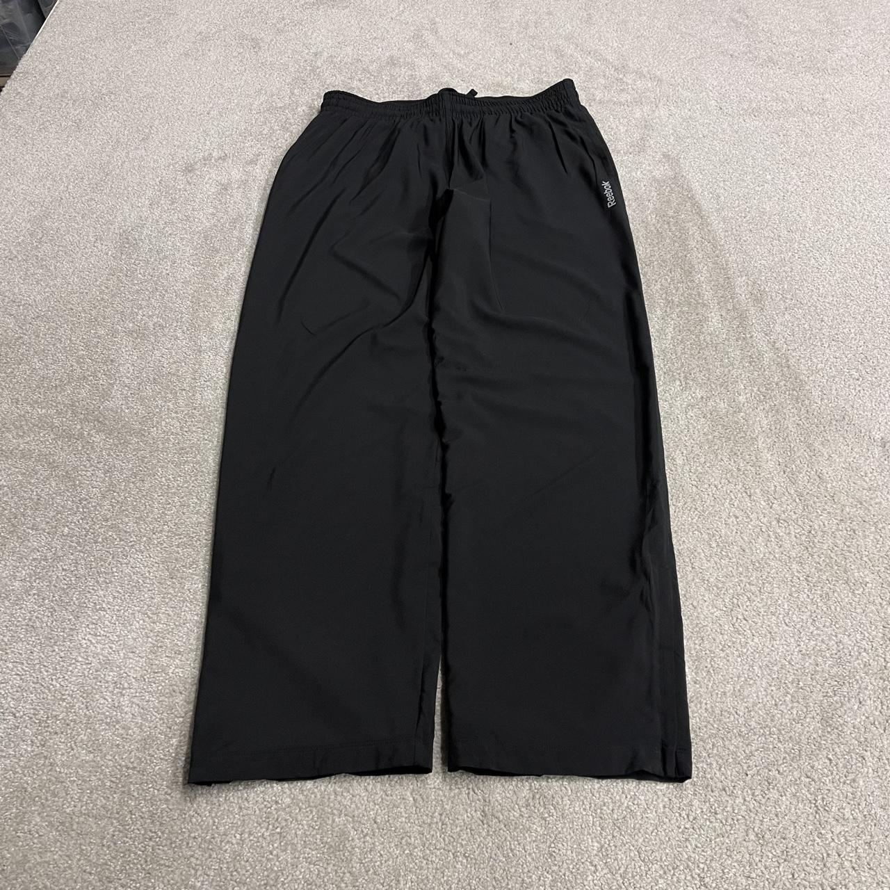 Y2K Reebok tracksuit bottoms black Large floaty leg drawstring gym track pants