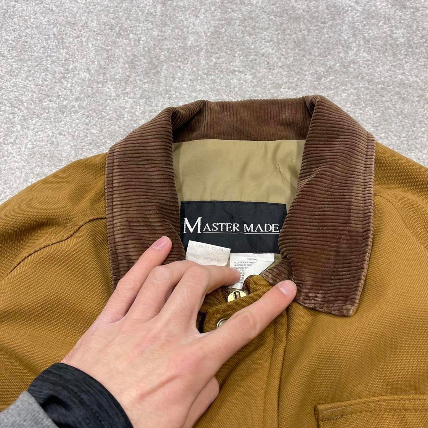 90s Vintage workwear jacket large tan canvas  Michigan style chore coat