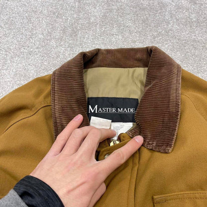 90s Vintage workwear jacket large tan canvas  Michigan style chore coat