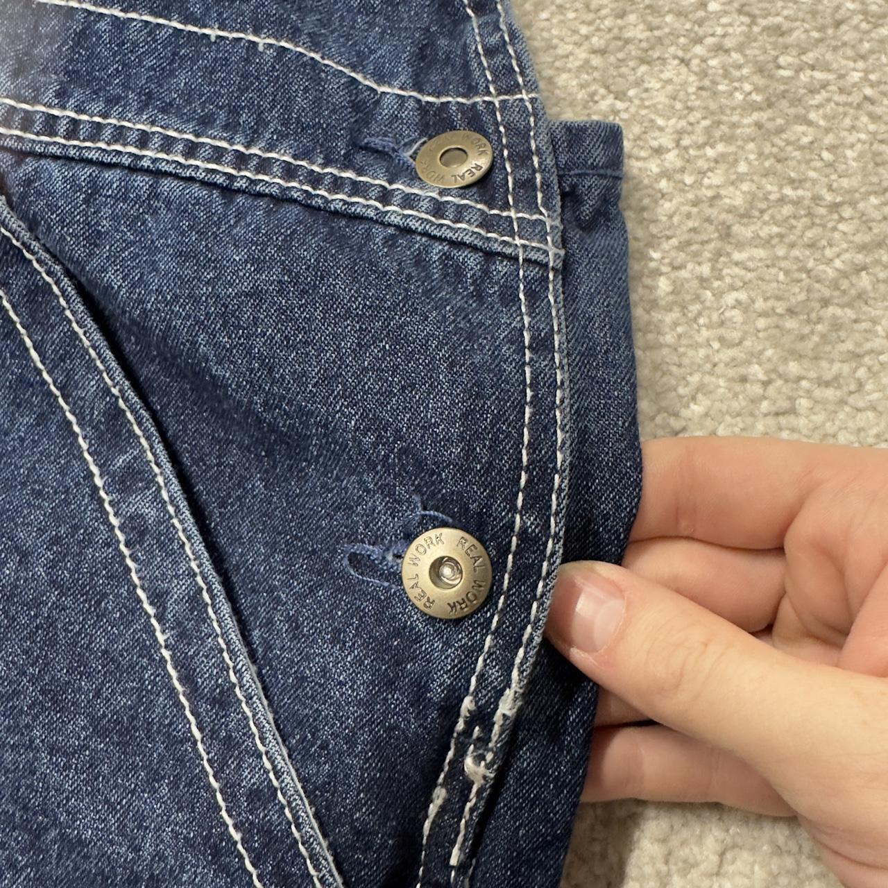 Vintage denim dungarees loose y2k blue Real Work workwear bib & brace overalls utility