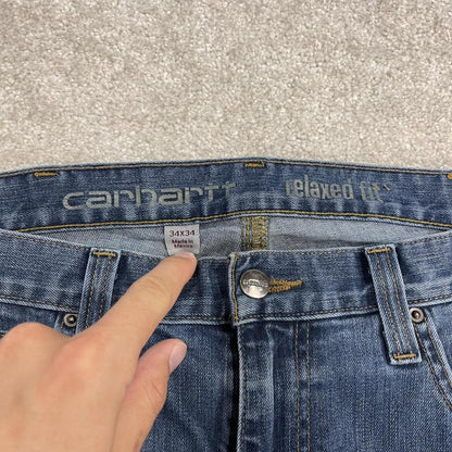 Carhartt denim shorts y2k faded blue Loose relaxed fit skater style work jorts