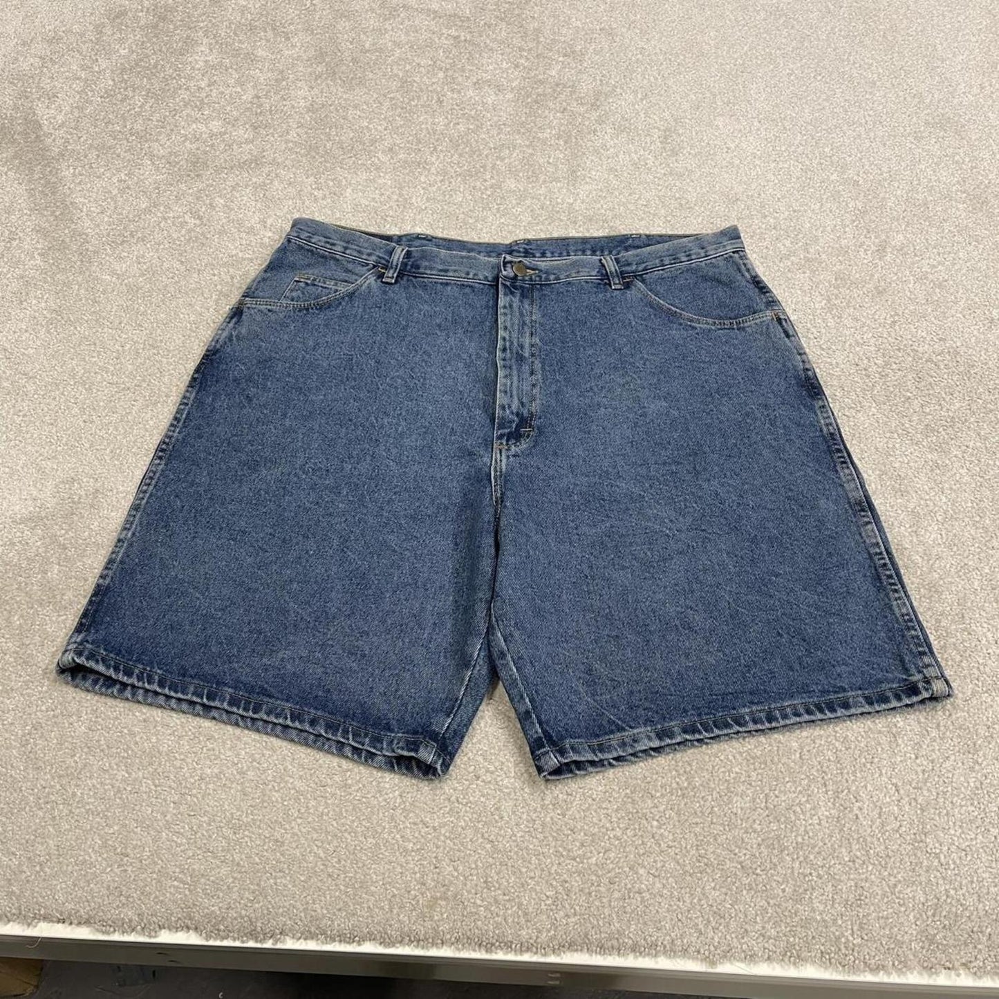 Baggy Wrangler denim jean shorts blue Loose wide leg skater style jorts
