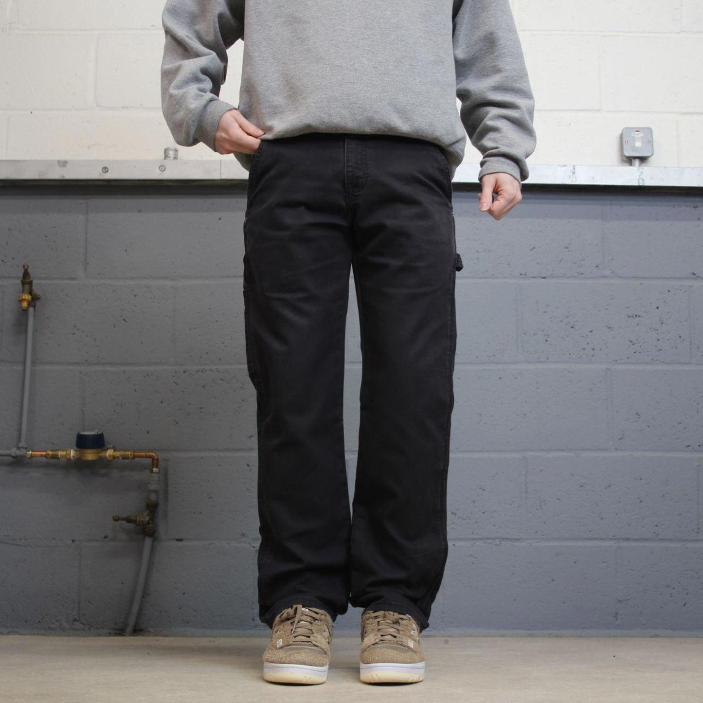 Y2K 00s Dickies carpenter pants black Canvasy flex workwear skater style cargos utility