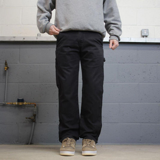 Y2K 00s Dickies carpenter pants black Canvasy flex workwear skater style cargos utility