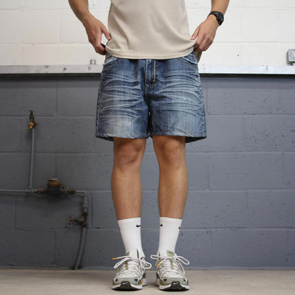 Blue embroidered Chams jorts W40
