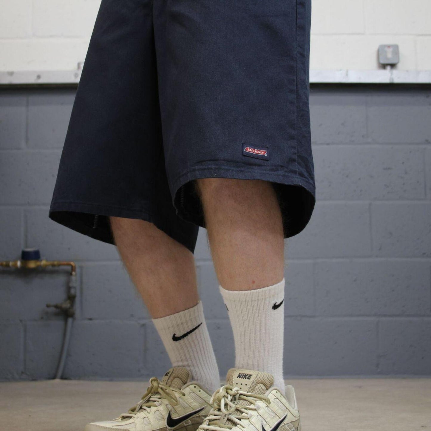 Baggy Dickies carpenter shorts long leg navy Twill chino skater style shorts loose long leg