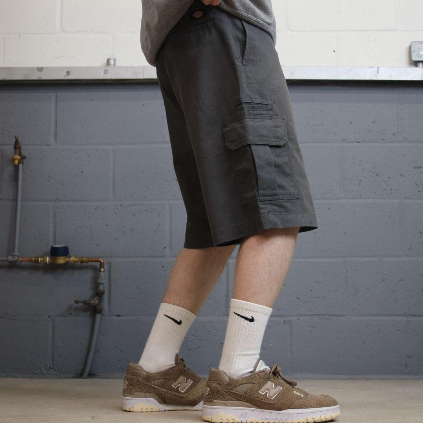 Dickies cargo chino shorts relaxed grey twill style chino skater shorts loose leg festival shorts