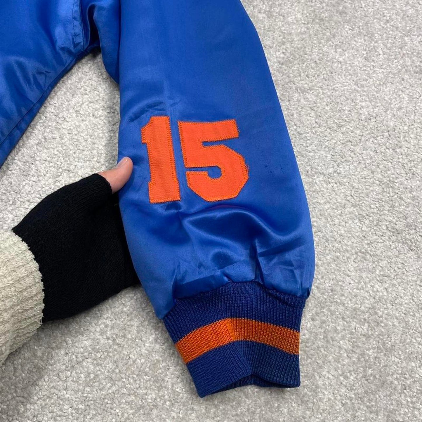 Vintage 90s NBA New York Knicks bomber jacket XL Hardwood Classics men's blue varsity