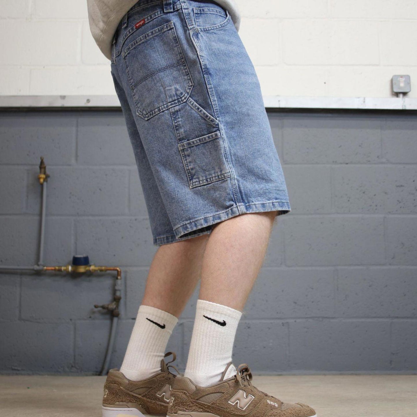 Y2k baggy Wrangler carpenter shorts skater style blue Denim wide leg summer festival jorts