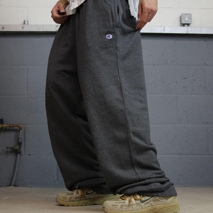 Y2K Champion baggy joggers grey wide leg Loose embroidered track pants
