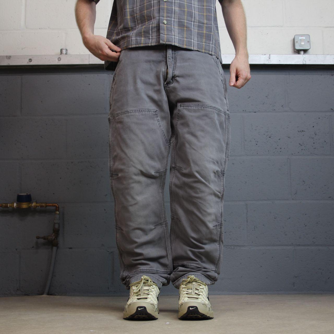 Carhartt double knee cargo jeans grey W36L36 relaxed fit canvas workwear skater pants