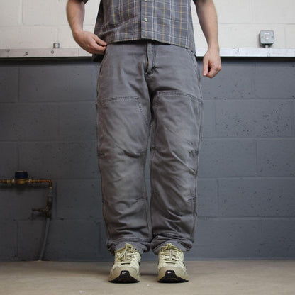 Carhartt double knee cargo jeans grey W36L36 relaxed fit canvas workwear skater pants