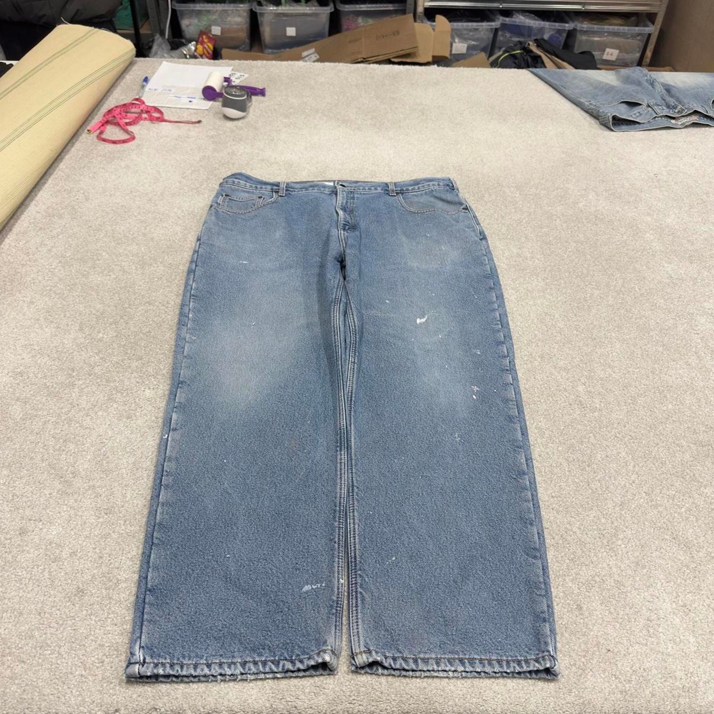 Y2K baggy Carhartt denim jeans blue Loose fleece lined skate style workwear pants