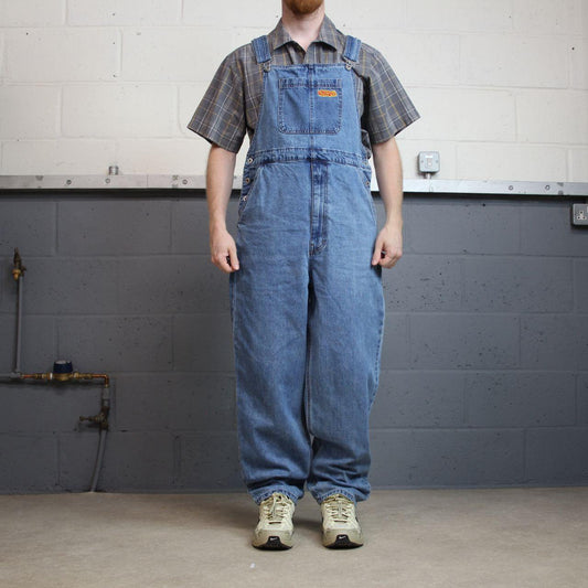 Empyre baggy dungarees y2k denim overalls blue Vintage workwear bib & brace utility