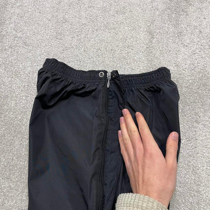 Vintage y2k baggy Nike tracksuit bottoms black Wide leg swoosh logo elasticated track pants