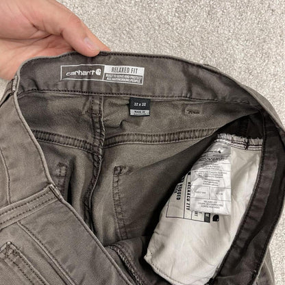 Carhartt cargo jeans canvas work pants grey Relaxed fit workwear utility pants patch logo