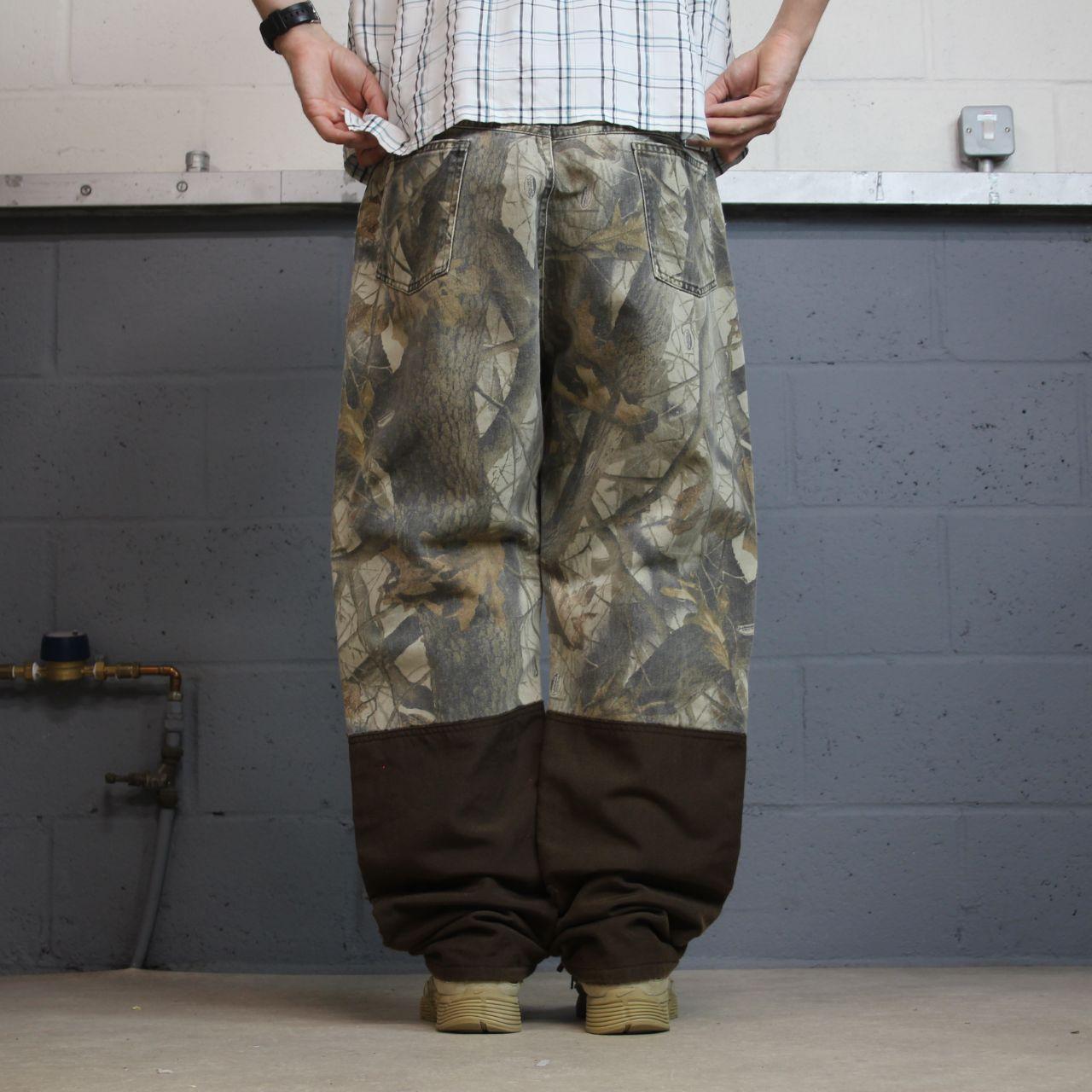 Wrangler Realtree camo jeans W38L32 khaki brown straight fit Hardwoods camouflage double knee pants