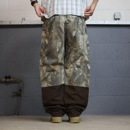 Wrangler Realtree camo jeans W38L32 khaki brown straight fit Hardwoods camouflage double knee pants