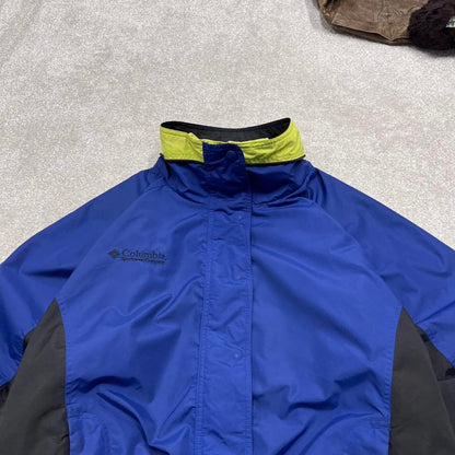00s Columbia technical windbreaker jacket L women's y2k style navy hooded adjustable autumn