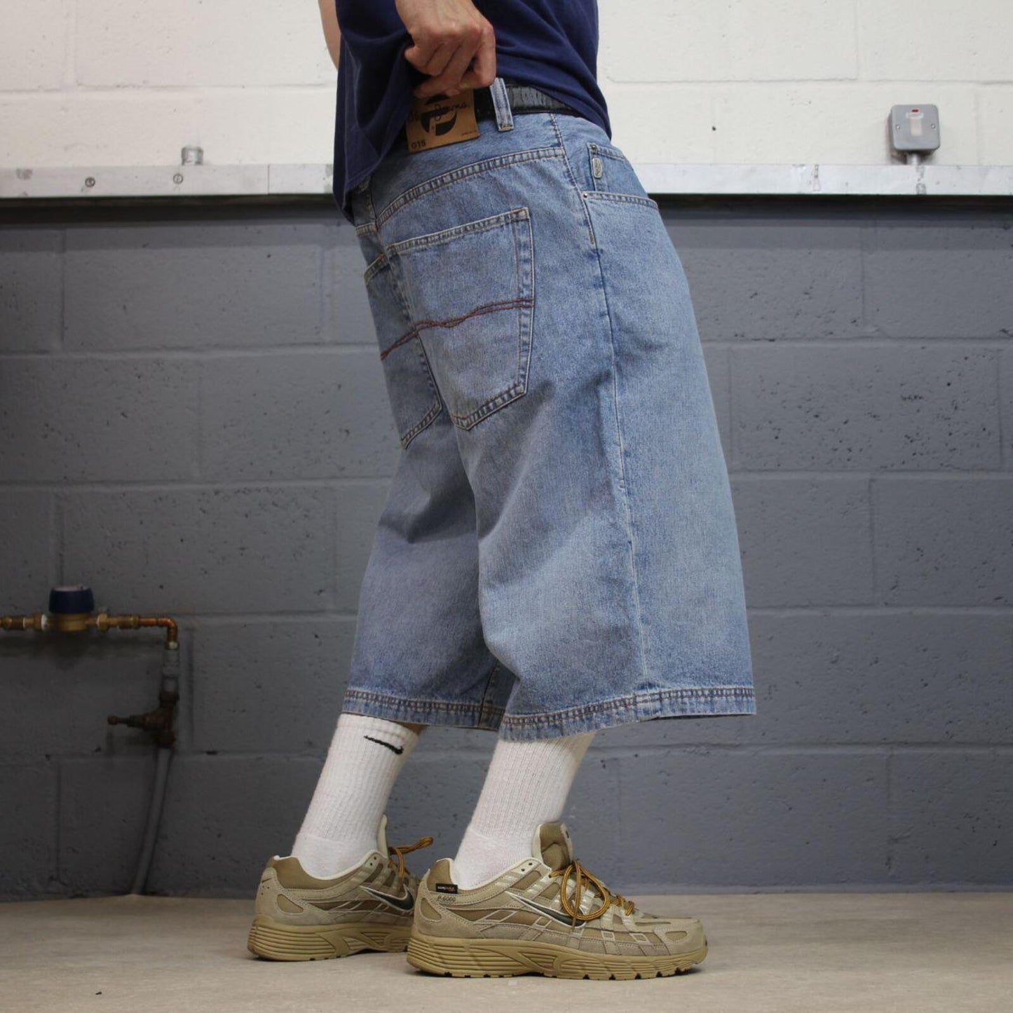 Pepe extra baggy denim shorts wide leg blue Long skater style surf jorts