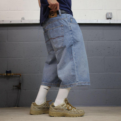 Pepe extra baggy denim shorts wide leg blue Long skater style surf jorts