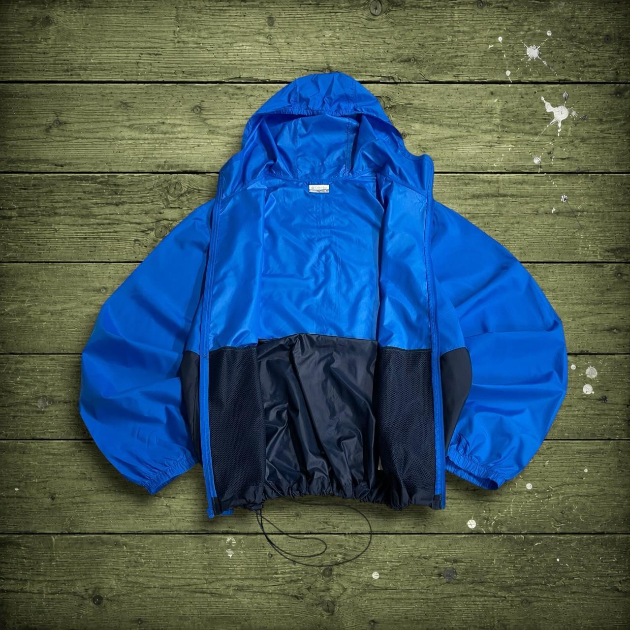 Columbia technical windbreaker jacket Medium men's navy blue two tone hooded lightweight